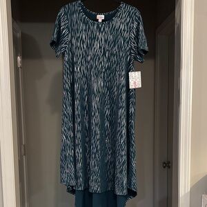 LuLaRoe Teal and Silver High Low Carly Dress